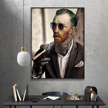 Funny Art Van Gogh with Sunglasses Smokes A Cigar Posters and Prints Canvas Paintings Wall Art Pictures for Living Room Decor 2024 - buy cheap
