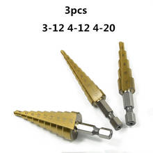 3pcs HSS Steel Titanium Step Drill Bits 3-12mm 4-12mm 4-20mm Step Cone Cutting Tools Steel Woodworking Wood Metal Drilling 2024 - buy cheap