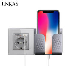 UNKAS-Adaptador de puerto USB Dual de cristal 2A, cargador de pared, toma de corriente con enchufe europeo 2024 - compra barato