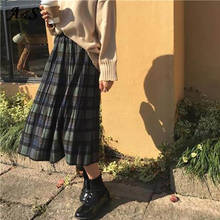 Anbenser 2021 Vintage Wool Pleated Plaid Skirt Women High Waist Long Skirts Autumn Winter Harajuku Party Skirt Female Streetwear 2024 - buy cheap