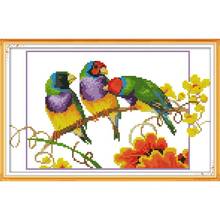 Joy Sunday New Arrival Three Parrots Needlework DMC DIY Handmade 11&14CT Cross Stitch Sets For Embroidery Kits Gift Room Decor 2024 - buy cheap