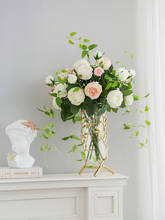 Стеклянная ваза, золотая металлическая стойка, веточки, ажурное расположение цветов, гидропоника, свадебная ваза, Современное украшение для дома 2024 - купить недорого