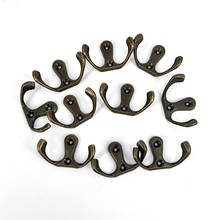 20PCS 50*27MM  Small Bronze Coat Hook Hanger Double Antique Metal Wall Wood Board Mounted Garment Bag Key Hat Hanging Hooks 2024 - buy cheap