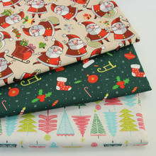 Natal tecido de algodão impresso santa cláusula tecido para roupa de cama feliz natal decoração 2024 - compre barato