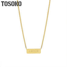 TOSOKO Stainless Steel Jewelry Hip Hop Long Letter Clavicle Neck Chain Folding Necklace Woma BSP777 2024 - buy cheap