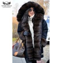 Tatyana Furclub New Winter Women Parkas With Natural Fox Fur Collar Thick Warm Coat Black Long Fur Jacket Casual Parka Outwear 2024 - buy cheap