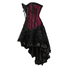 Feminino sexy gótico burlesco renda overbust espartilho saia conjunto steampunk bustier traje corselet S-6XL 2024 - compre barato
