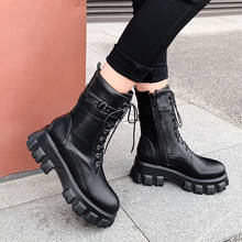 Salu 2020 fashion new arrive pu leather women boots comfortable high heel black with fur winter ankle boots black white 2024 - buy cheap