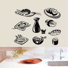 Adesivo japonês para sushi, pôster para sushi, arte em vinil, decalque para parede, decoração mural 2024 - compre barato