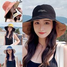 Chapéu de verão feminino, chapéu com margaridas, flor, bordado, aba larga, proteção uv, viseira de praia dobrável, férias 2024 - compre barato