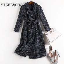 women's Coat Navy blue sequins fabric spring / autumn /winter jacket Tweed Business ladies one piece jacket coat 2024 - buy cheap