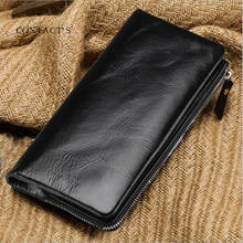 Длинный мужской мобильный телефон из натуральной кожи, многофункциональный кошелек на молнии, чехол с карманом для карт 2022 - купить недорого