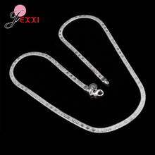Fast Delivery 0.4cm Wide Snake Necklace 925 Sterling Silver I LOVE YOU Paved Clavicle Necklaces Chain For Women/Men Good Jewelry 2024 - buy cheap