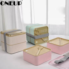 ONEUP Wheat Double Layer Lunch Box Large Capacity Microwave Oven Lunch Bento Boxes Dinnerware Box 2020 Plastic Food Container 2024 - buy cheap