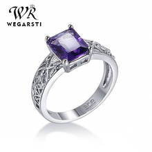 WEGARSTI Natural Amethyst Finger Rings For Women Classic 925 Silver Jewelry Wedding Engagement Ring Fine Jewelry Gift 2024 - buy cheap