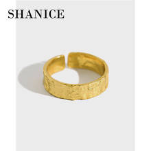 Шанис золото Цвет нерегулярные вогнуто-Выпуклое Алюминий фольга простое кольцо 925 пробы серебро Открытое кольцо для Для женщин, не вызывает аллергию 2024 - купить недорого