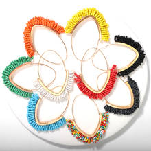 Dvacaman Bohemia Handmade Resin Beaded Drop Earrings Women Trendy New Summer Jewelry Statement Geometric Pendant Dangle Earrings 2024 - buy cheap