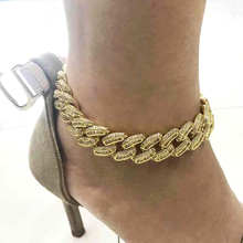 High Quality 5A Clear Cz Women 15MM Leg Chain Baguette Cubic Zirconia Link Chain 9" 10" Gold Silver Color Cuban Chain Anklet 2024 - buy cheap
