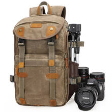 Careell-mochila impermeável c3040 para câmera, bolsa casual e retrô de lona e couro, ideal para canon, nikon, sony, tripé, dslr 2024 - compre barato