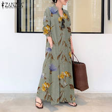 Zanzea-vestido longo feminino com gola e botões, moda primavera, estampado, floral, de manga longa, 7 2024 - compre barato