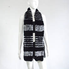 AU802 Модные женские шарфы обертывания зимние ручной работы настоящий шарф из меха кролика рекс для леди зимние теплые меховые шарфы шали женские 2024 - купить недорого