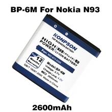 2600mAh BP-6M for Nokia N73 Battery N93 9300 6233 6280 6282 3250 6151 6234 6288 9300i N77 N93S Phone 2024 - buy cheap