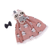Красивая юбка с принтом и повязка с бантом, комплект с котенком, розовый, для 1/6 Blythe Doll Accs 2024 - купить недорого