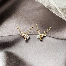 Deer Stud Earrings Crystal Earring For Women Cute Elk Animal Earrings Pendientes Ear Jewelry Christmas Accessories New Year Gift 2024 - buy cheap