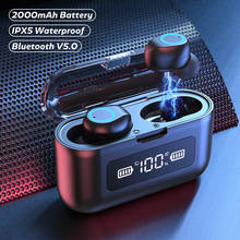 TWS Bluetooth наушники с 2000 мАч зарядный чехол светодиодный дисплей Беспроводные наушники гарнитуры водонепроницаемые наушники с микрофонами 2024 - купить недорого