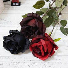 Grande ramo de rosa flores artificiais rosas pretas flores falsas de seda para casa decoração do hotel decorações de queda de casamento diy 2024 - compre barato