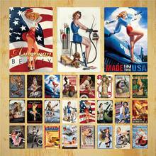 Metal Signs Pin Up Girl Poster Retro Vintage Home Decor Garage Car Motorcycle Plane Aircraft With Sexy Lady Wall Sticker YI-050 2024 - buy cheap