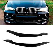 Nuevo-para BMW X5 E70 2007-2013 negro brillante etiqueta engomada del coche de delante ceja faros delanteros del párpado Trim cubierta 2024 - compra barato