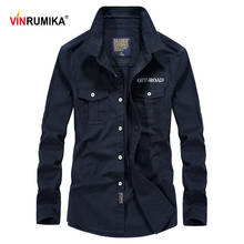 Big Size S-6XL 2020 Spring Europe Military Casual Men's Good Quality Khaki Cotton Long Sleeve Shirt Man Autumn Navy Blue Shirts 2024 - buy cheap