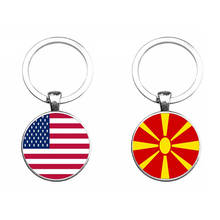 Fashion United States America Macedonia National Flag Keychains Classic Flags Picture Glass Cabochon Pendant Key Chain Keyring 2024 - buy cheap