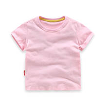 Camisa de algodão para bebês e meninas, roupas de verão para meninos e meninas, camisa para crianças de manga curta, cor sólida, novo, 2020 2024 - compre barato