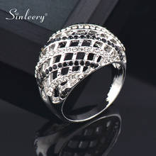 Женское Винтажное кольцо SINLEERY, кольцо серебряного цвета с полым крестом и черными и белыми камнями, Ювелирное Украшение для вечерние, Jz154 SSB 2024 - купить недорого