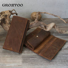 GROJITOO-cartera larga Vintage de cuero genuino para hombre, cartera de mano fina de Caballo Loco, bolso de mano ligero para teléfono, monedero de bolsillo 2024 - compra barato