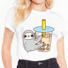 Женская Винтажная футболка с коротким рукавом, с принтом молочного чая 2024 - купить недорого