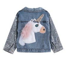 Menoea-ropa de mezclilla para niñas, abrigo bordado de dibujos animados, chaqueta con estampado de caballo, novedad de otoño, 2020 2024 - compra barato