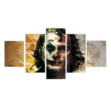 Pintura en lienzo de cara de personaje del Joker, arte de pared impreso, decoración de pared para sala de estar, póster sin marco, 5 uds. 2024 - compra barato