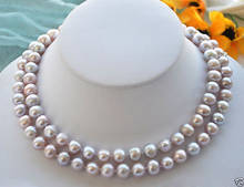 Collar de perlas akoya cultivadas de agua dulce natural, 7-8mm, 32 pulgadas, nuevo regalo para mujer 2024 - compra barato