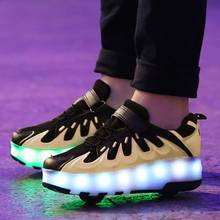 Black Pink Grey USB Charging Fashion Girls Boys LED Light Roller Skate Shoes For Children Kids Sneakers With Wheels Two wheels 2024 - buy cheap