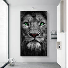 Black And White Green Eyes lion Canvas Art Painting Posters and Prints Cuadros Home Decor Wall Art Picture for Living Room 2024 - buy cheap