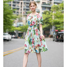 Women Runway Dress 2020 High Quality Spring Summer Slash Neck Short Sleeve Print Casual Dresses Vestidos NP1013N 2024 - buy cheap