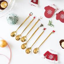 Stainless Christmas Spoon New Year 2021 Xmas Party Table Ornaments Coffee Spoon Christmas Decorations for Home Navidad Noel Gift 2024 - buy cheap