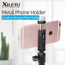 XILETU XJ-10 Aluminum Metal Phone Holder Clip Mount Hole Bubble Level for iphone Samsung Xiaomi Huawei Smartphones Tripod Stand 2024 - buy cheap