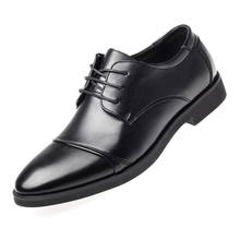 Zapatos de negocios de cuero Oxford para hombre, calzado de vestir Formal, de goma, transpirable, plano, para oficina y boda 2024 - compra barato