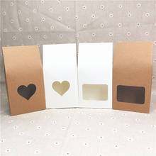 12pcs/Lot DIY White Brown Standing Kraft Paper Bags Boxes For Bread Cake Paper Handcraft With PVC Heart Square Window Bags Boxes 2024 - buy cheap