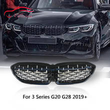 G20 grade dianteira diamantes estilo prata grills para bmw nova série 3 g20 g28 2019 + substituição do amortecedor dianteiro grille malha 2024 - compre barato