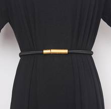 Women's runway fashion gold metal buckle Cummerbunds female Dress Corsets Waistband Belts decoration narrow belt R3213 2024 - buy cheap
